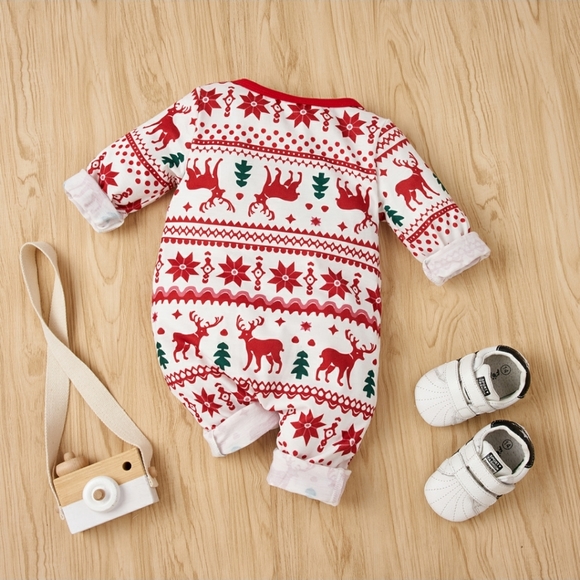 NWT Baby Christmas Elk Print Jumpsuits - Picture 3 of 3